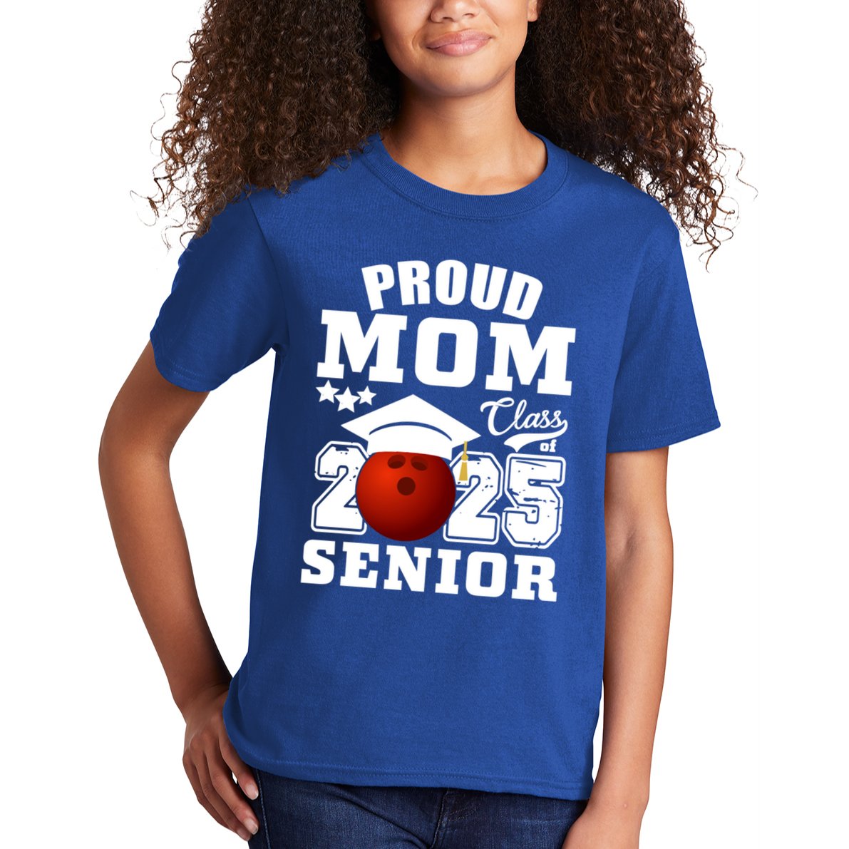 Senior 2025 Proud Mom Of A Class Of 2025 Bowling Graduate Great Gift Kids T-Shirt