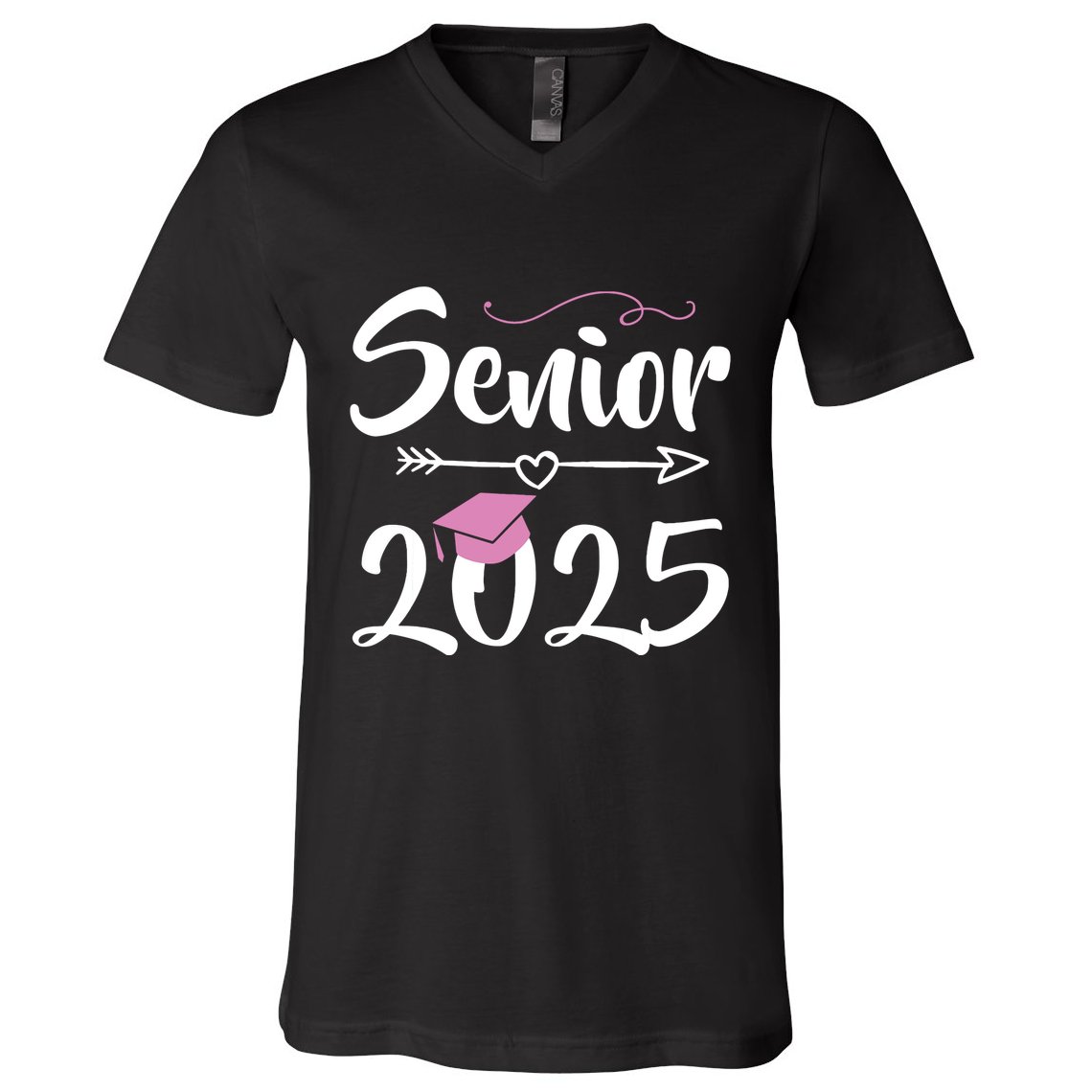 Senior 2025 Pink Tassel Class Of 2025 Graduate Graduation V-Neck T-Shirt