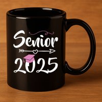 Senior 2025 Pink Tassel Class Of 2025 Graduate Graduation 11oz C Handle Ceramic Mug