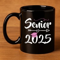 Senior 2025 Pink Tassel Class Of 2025 Graduate Graduation 11oz C Handle Ceramic Mug