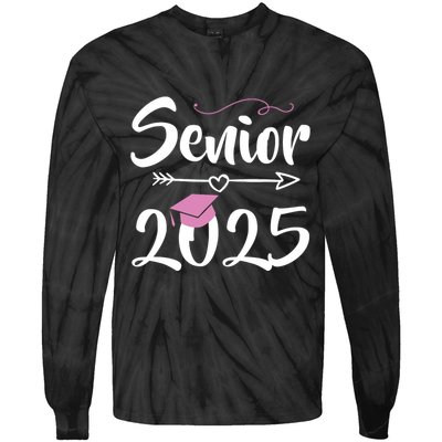 Senior 2025 Pink Tassel Class Of 2025 Graduate Graduation Tie-Dye Long Sleeve Shirt
