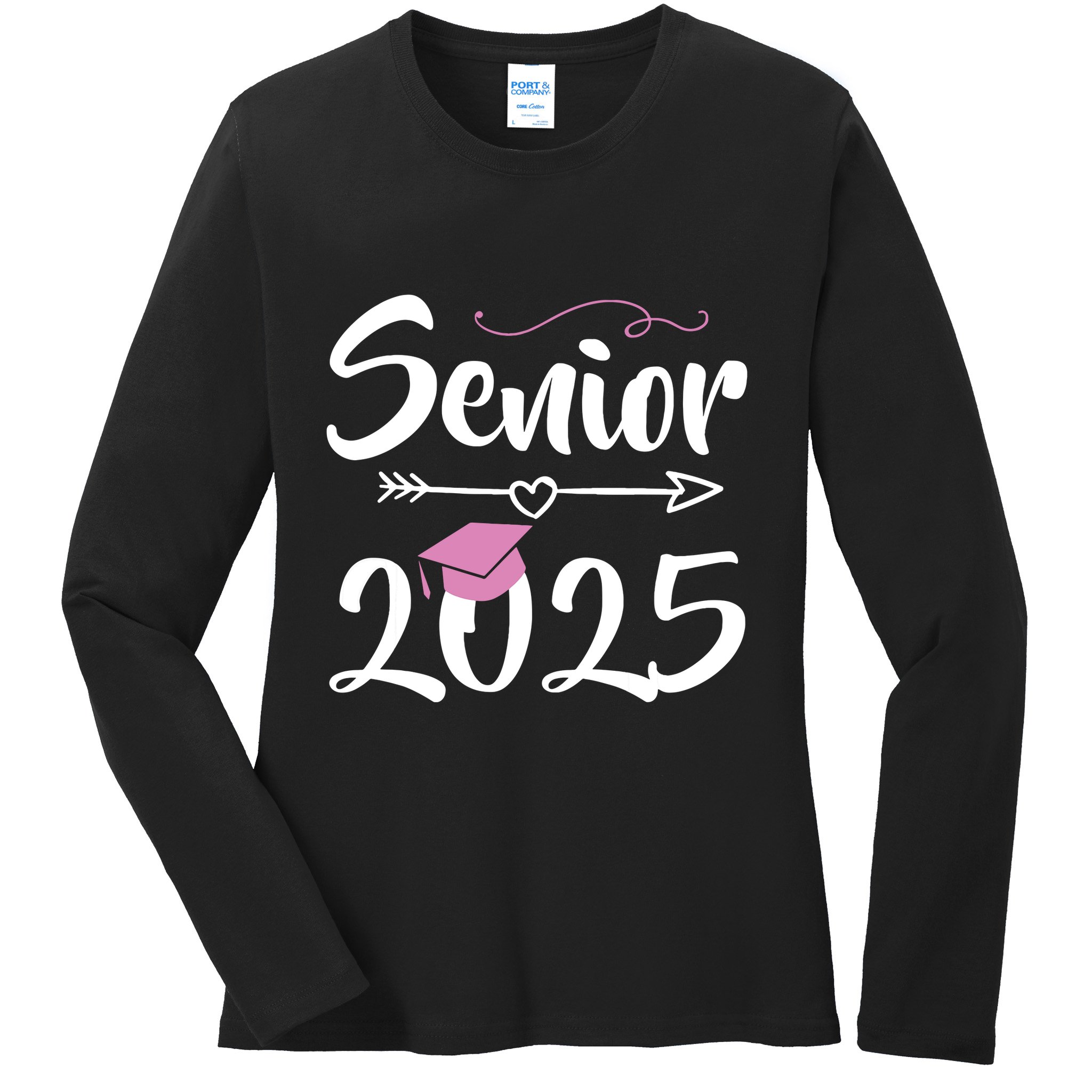 Senior 2025 Pink Tassel Class Of 2025 Graduate Graduation Ladies Long Sleeve Shirt
