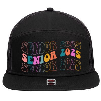 Senior 2025 Retro Class Of 2025 Seniors Graduation 7 Panel Mesh Trucker Snapback Hat