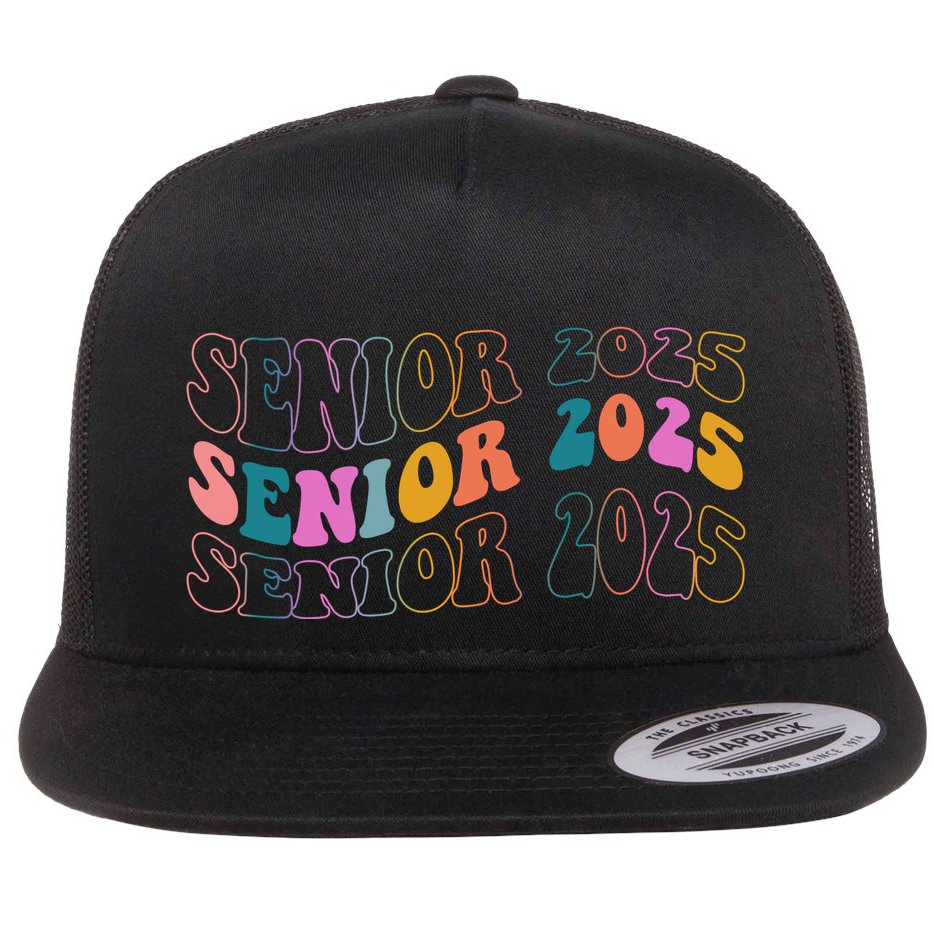 Senior 2025 Retro Class Of 2025 Seniors Graduation Flat Bill Trucker Hat