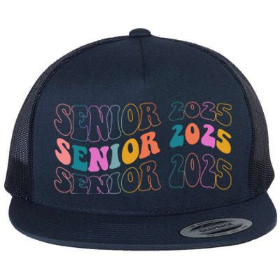 Senior 2025 Retro Class Of 2025 Seniors Graduation Flat Bill Trucker Hat