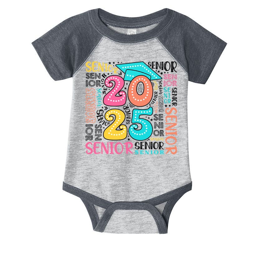Senior 2025 Retro Graduation Infant Baby Jersey Bodysuit