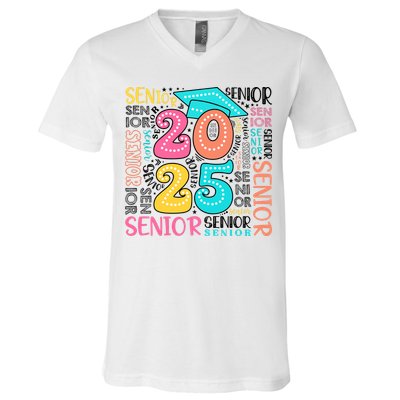 Senior 2025 Retro Graduation V-Neck T-Shirt