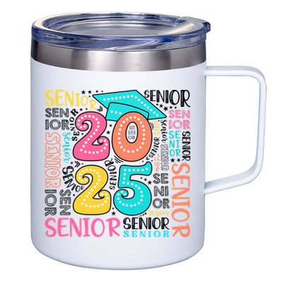 Senior 2025 Retro Graduation 12oz Stainless Steel Coffee Mug