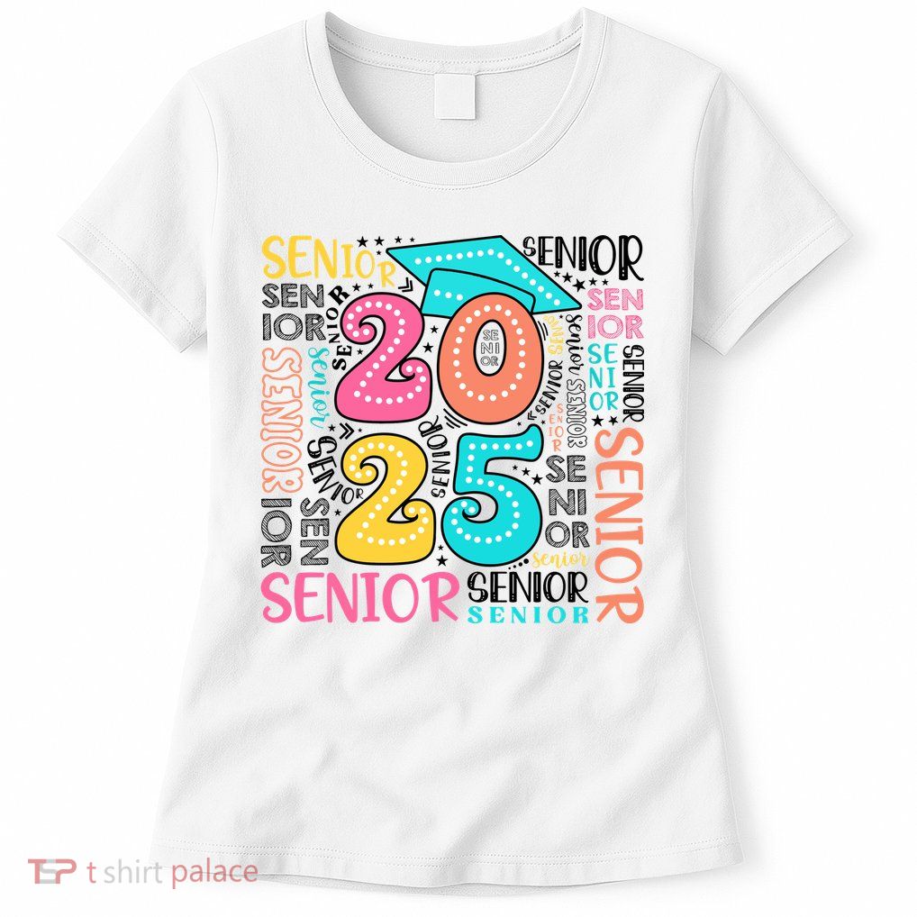 Senior 2025 Retro Graduation Womens T-Shirt