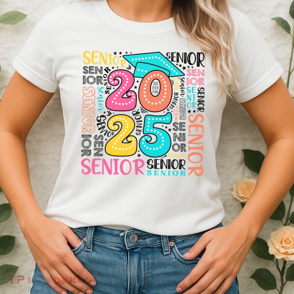 Senior 2025 Retro Graduation Womens T-Shirt