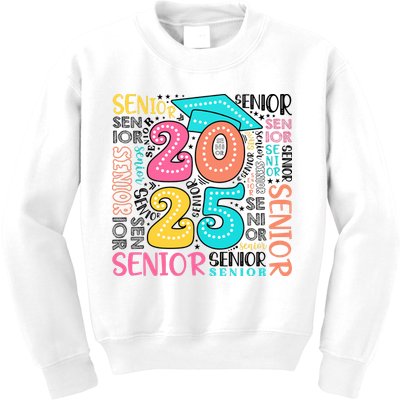 Senior 2025 Retro Graduation Kids Sweatshirt