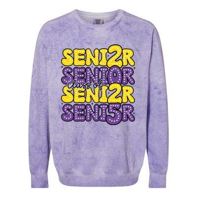 Senior 2025 Retro Graduation Class Of Senior Colorblast Crewneck Sweatshirt