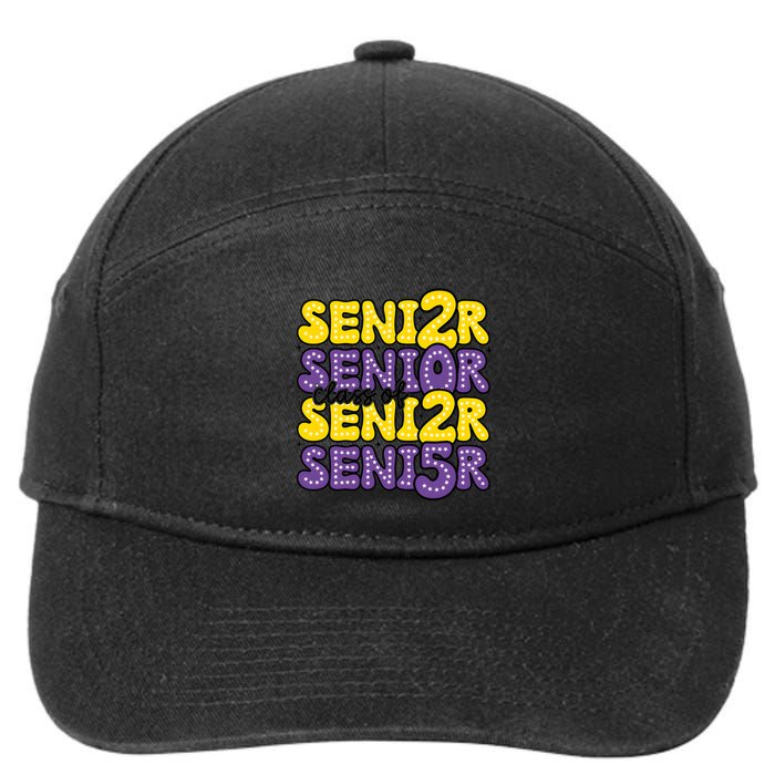 Senior 2025 Retro Graduation Class Of Senior 7-Panel Snapback Hat