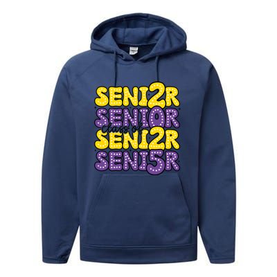 Senior 2025 Retro Graduation Class Of Senior Performance Fleece Hoodie