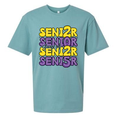 Senior 2025 Retro Graduation Class Of Senior Sueded Cloud Jersey T-Shirt