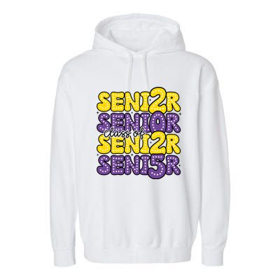 Senior 2025 Retro Graduation Class Of Senior Garment-Dyed Fleece Hoodie