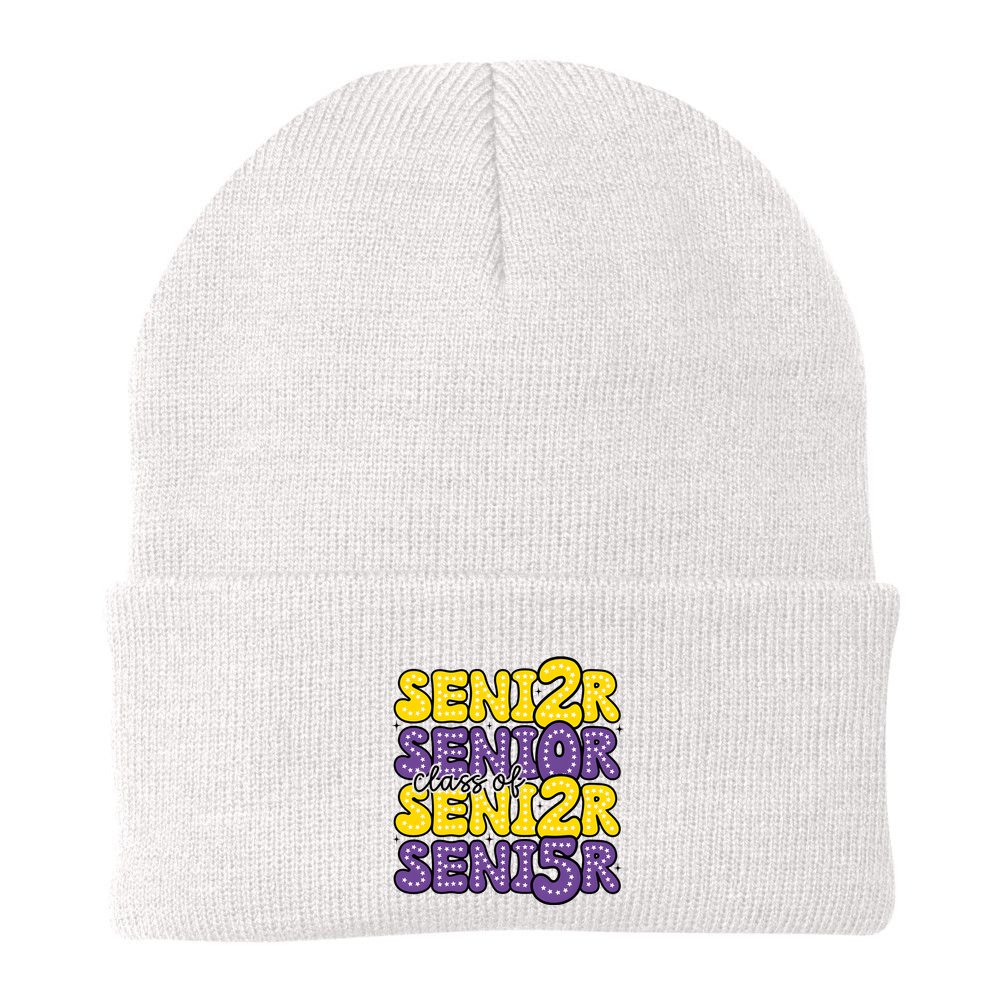 Senior 2025 Retro Graduation Class Of Senior Beanie