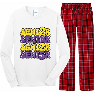 Senior 2025 Retro Graduation Class Of Senior Long Sleeve Pajama Set