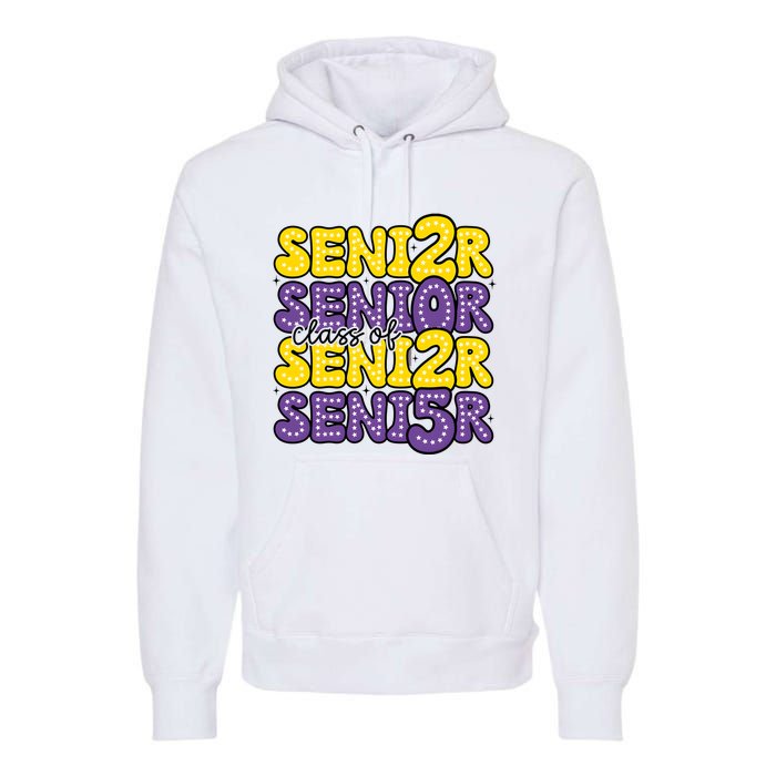 Senior 2025 Retro Graduation Class Of Senior Premium Hoodie