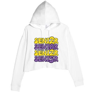 Senior 2025 Retro Graduation Class Of Senior Crop Fleece Hoodie