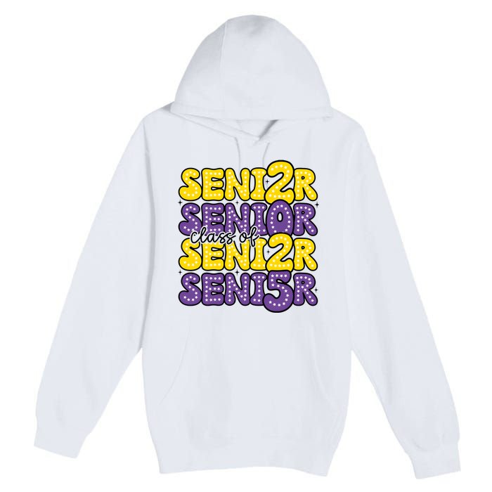 Senior 2025 Retro Graduation Class Of Senior Premium Pullover Hoodie