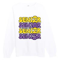 Senior 2025 Retro Graduation Class Of Senior Premium Crewneck Sweatshirt