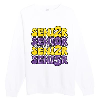 Senior 2025 Retro Graduation Class Of Senior Premium Crewneck Sweatshirt