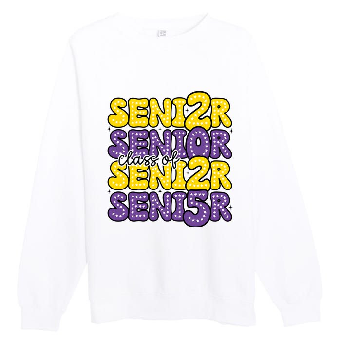 Senior 2025 Retro Graduation Class Of Senior Premium Crewneck Sweatshirt