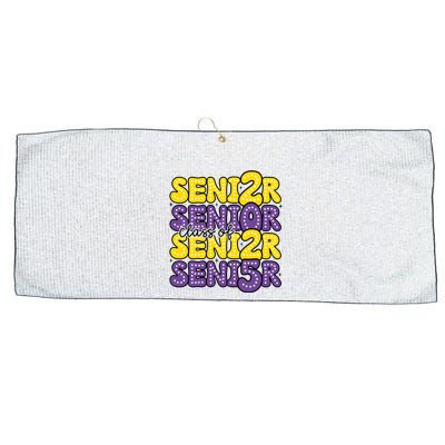 Senior 2025 Retro Graduation Class Of Senior Large Microfiber Waffle Golf Towel