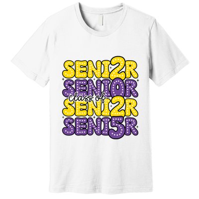 Senior 2025 Retro Graduation Class Of Senior Premium T-Shirt