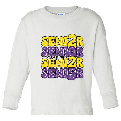 Senior 2025 Retro Graduation Class Of Senior Toddler Long Sleeve Shirt