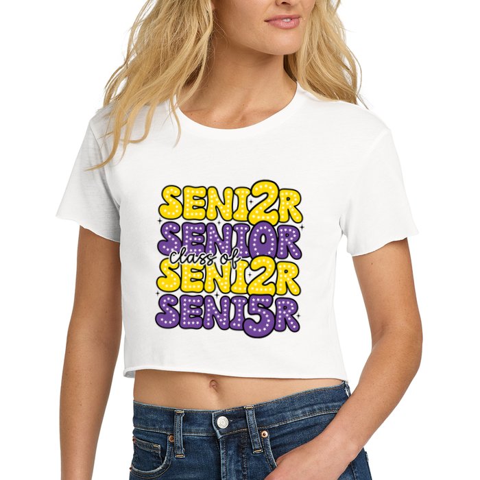 Senior 2025 Retro Graduation Class Of Senior Women's Crop Top Tee