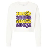 Senior 2025 Retro Graduation Class Of Senior Cropped Pullover Crew