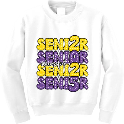 Senior 2025 Retro Graduation Class Of Senior Kids Sweatshirt