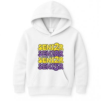 Senior 2025 Retro Graduation Class Of Senior Kids Hoodie