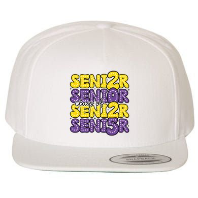 Senior 2025 Retro Graduation Class Of Senior Wool Snapback Cap