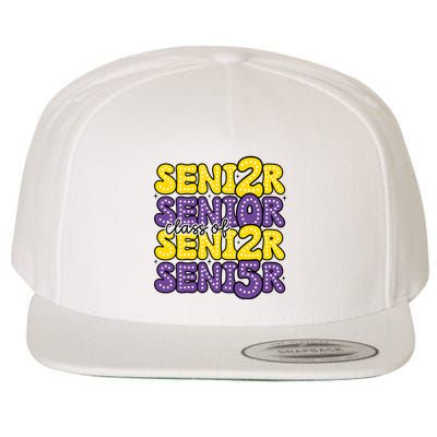 Senior 2025 Retro Graduation Class Of Senior Wool Snapback Cap