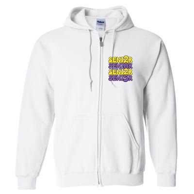 Senior 2025 Retro Graduation Class Of Senior Full Zip Hoodie
