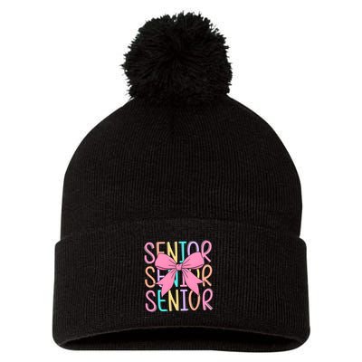 Senior 2025 Retro Graduation Class Of 2025 Pom Pom 12in Knit Beanie
