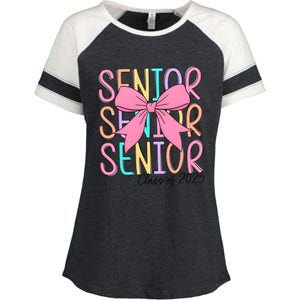 Senior 2025 Retro Graduation Class Of 2025 Enza Ladies Jersey Colorblock Tee