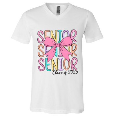 Senior 2025 Retro Graduation Class Of 2025 V-Neck T-Shirt