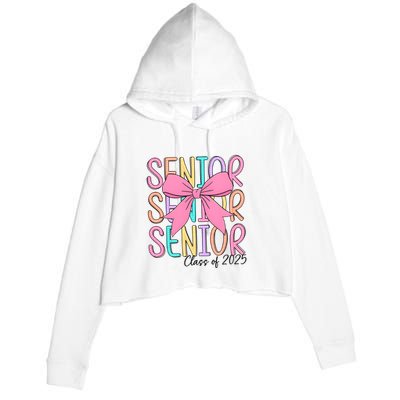 Senior 2025 Retro Graduation Class Of 2025 Crop Fleece Hoodie