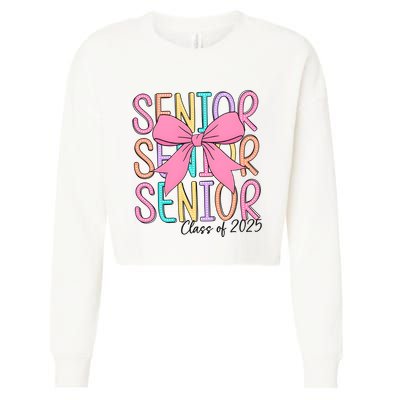 Senior 2025 Retro Graduation Class Of 2025 Cropped Pullover Crew