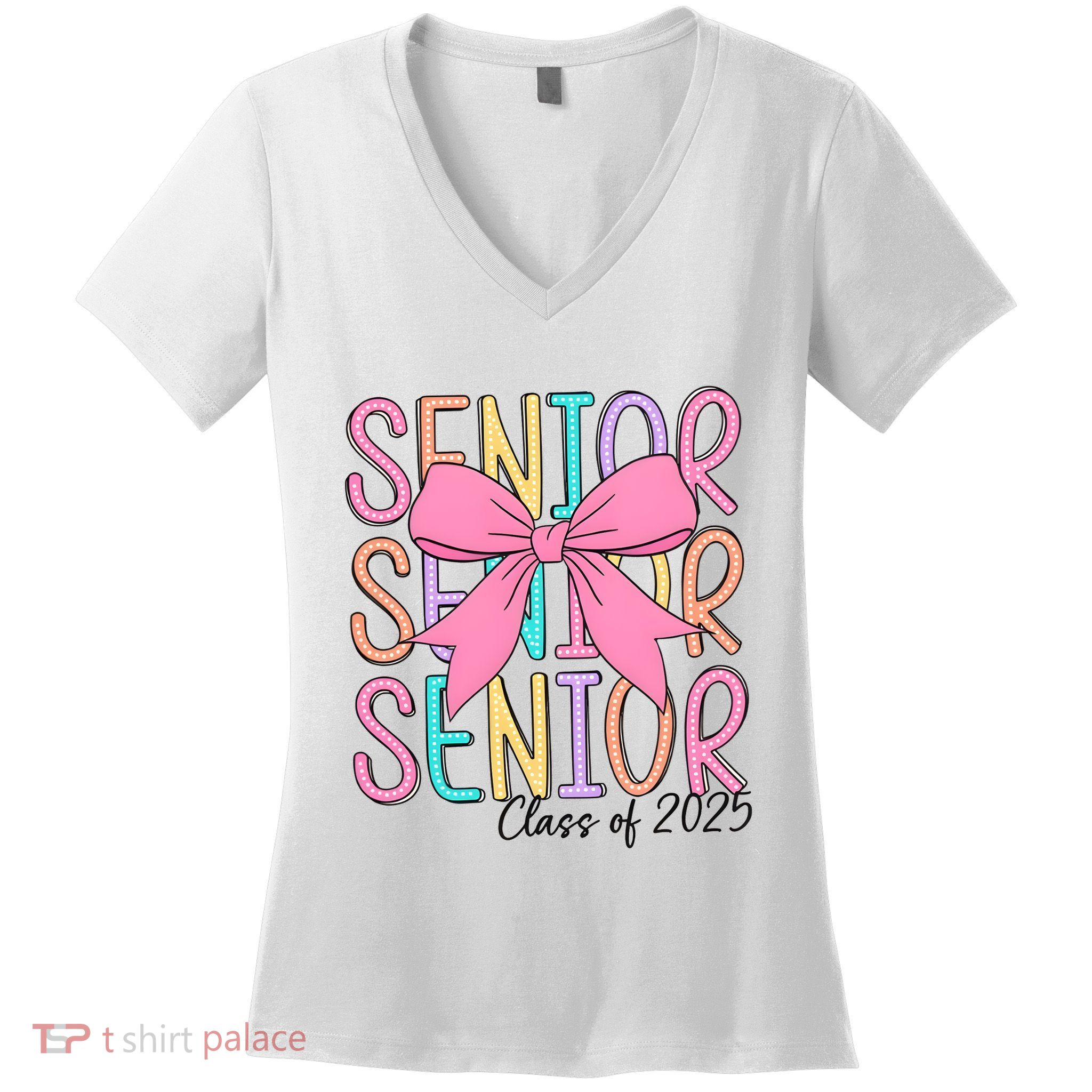 Senior 2025 Retro Graduation Class Of 2025 Women's V-Neck T-Shirt