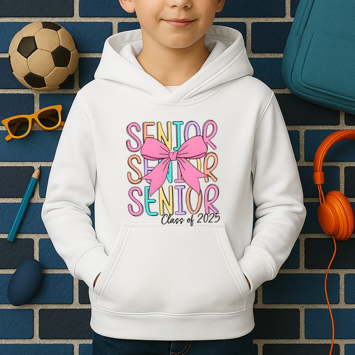 Senior 2025 Retro Graduation Class Of 2025 Kids Hoodie