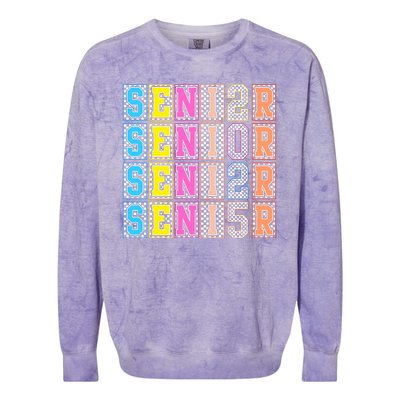 Senior 2025 Retro Checkered Colorblast Crewneck Sweatshirt