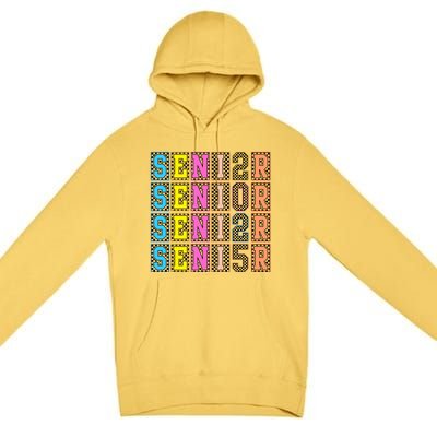 Senior 2025 Retro Checkered Premium Pullover Hoodie