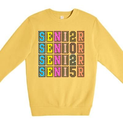 Senior 2025 Retro Checkered Premium Crewneck Sweatshirt