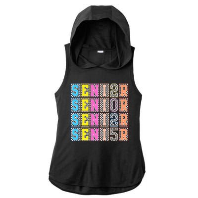 Senior 2025 Retro Checkered Ladies PosiCharge Tri-Blend Wicking Draft Hoodie Tank