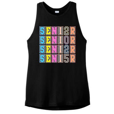 Senior 2025 Retro Checkered Ladies PosiCharge Tri-Blend Wicking Tank